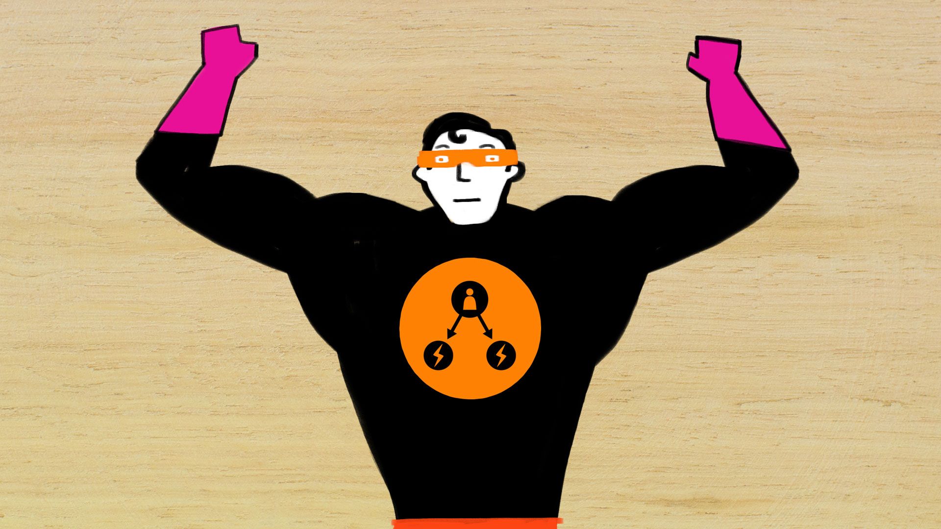 Graphic of a superhero with a productivity icon on his chest, introducing Video 3: 'The Waiting Folder' from Spacemakers' Email Ninja Training on inbox organisation strategies