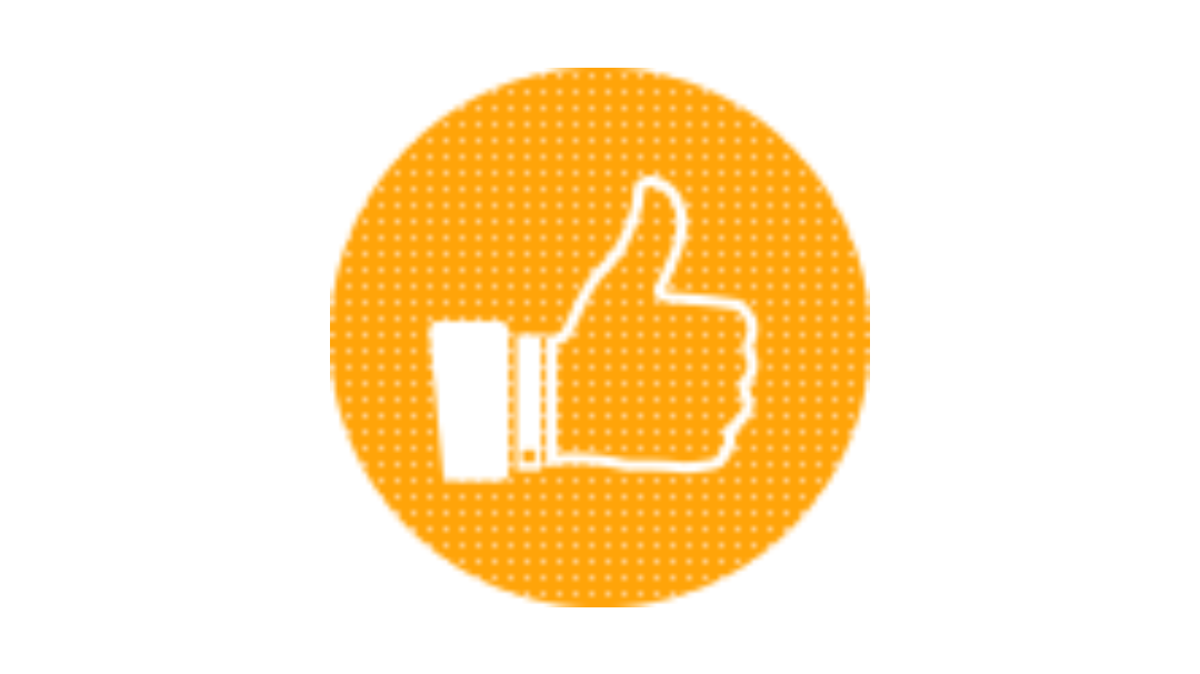 Infographic icon for overcoming distractions in productivity training, with a white thumbs up in a yellow circle.